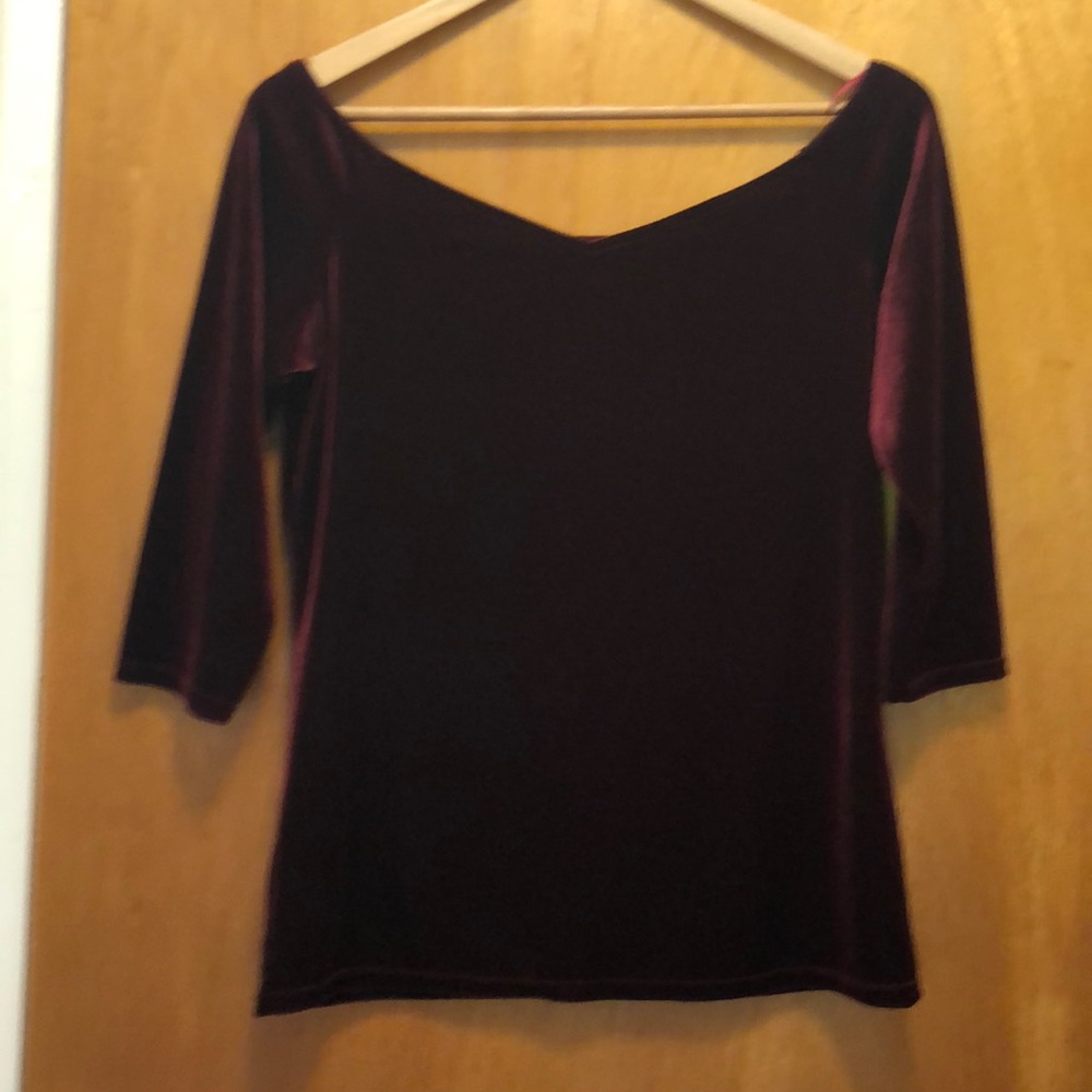 Off the shoulder velvet burgundy top